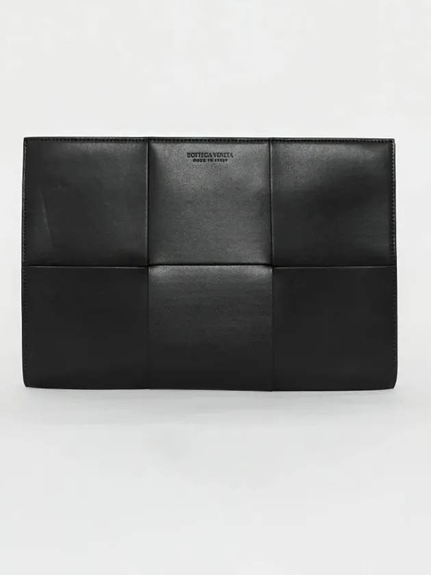 Maxi Intrecciato Leather Clutch Bag Black - BOTTEGA VENETA - BALAAN 4