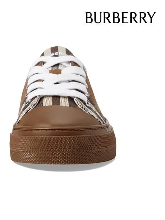 Kids Check Minijack Low Top Sneakers Birch Brown - BURBERRY - BALAAN 5