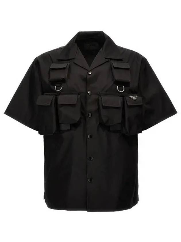 Short Sleeved Re Nylon Shirt Black - PRADA - BALAAN 2