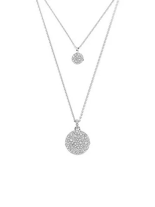 Sublima Layered Pendant Rhodium Necklace Silver - SWAROVSKI - BALAAN 3