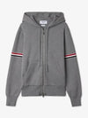 Cotton Milano Armband Zip Up Hoodie Light Grey - THOM BROWNE - BALAAN 2