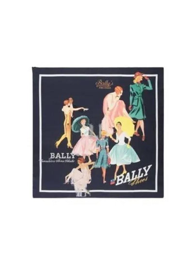 Illustration Print Silk Scarf Midnight Blue - BALLY - BALAAN 2