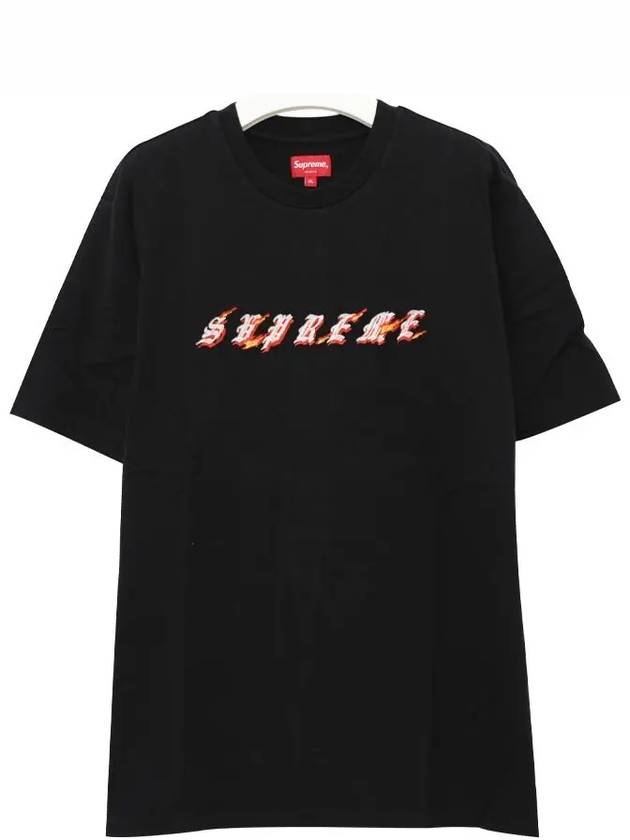 SS22KN81 BLACK Fire Logo TShirt - SUPREME - BALAAN 4