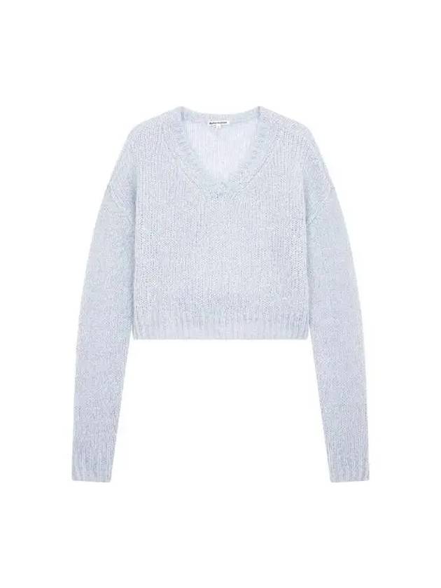 Wearing cropped V-neck booklet knit light purple 270962 - REFORMATION - BALAAN 1