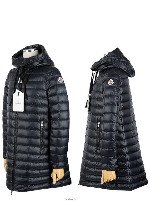 Women's Rubis Rubis Logo Patch Long Padded Navy - MONCLER - BALAAN.