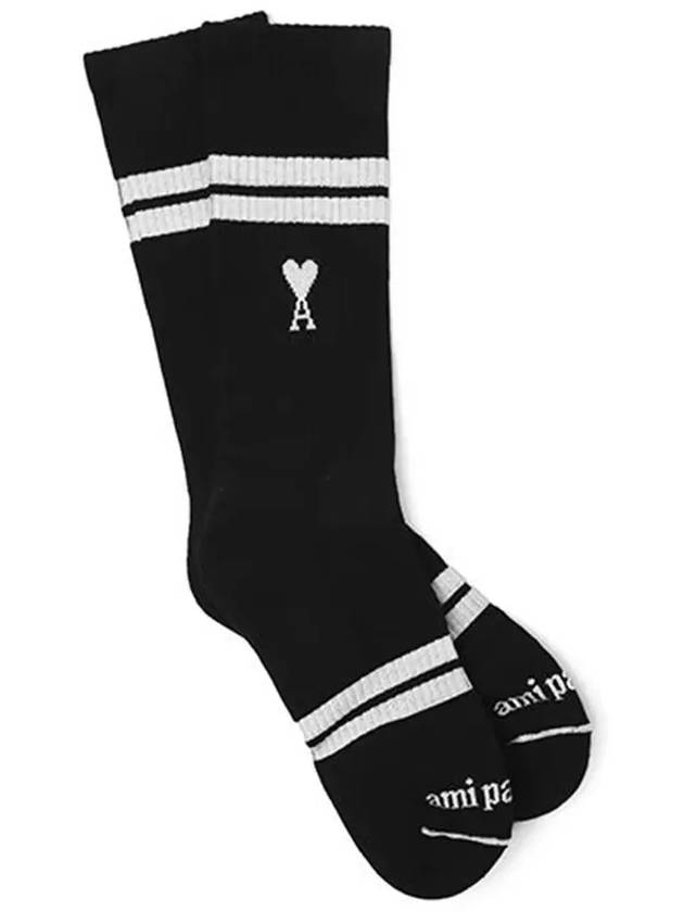 De Coeur Heart Logo Striped Socks Black - AMI - BALAAN 6