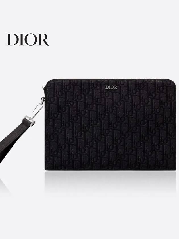 Oblique Jacquard Strap Clutch Bag Black - DIOR - BALAAN 2