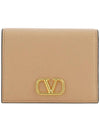 Compact V Logo Signature Calfskin Half Wallet Pink - VALENTINO - BALAAN 3