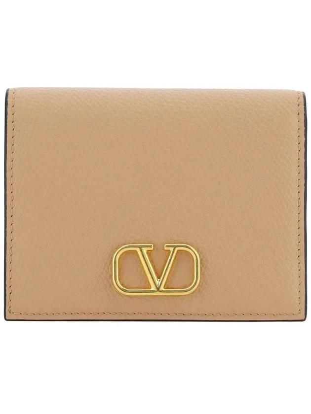 Compact V Logo Signature Calfskin Half Wallet Pink - VALENTINO - BALAAN 3