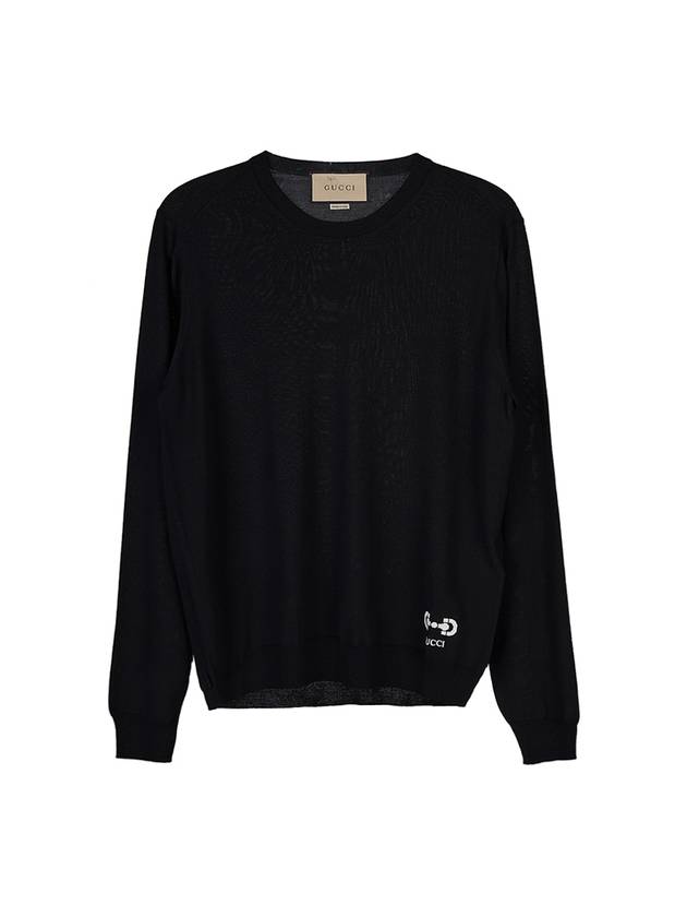 Embroidered Logo Wool Knit Top Black - GUCCI - BALAAN 10