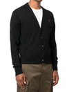 Red Heart Logo Merino Wool Cardigan Black - AMI - BALAAN 4