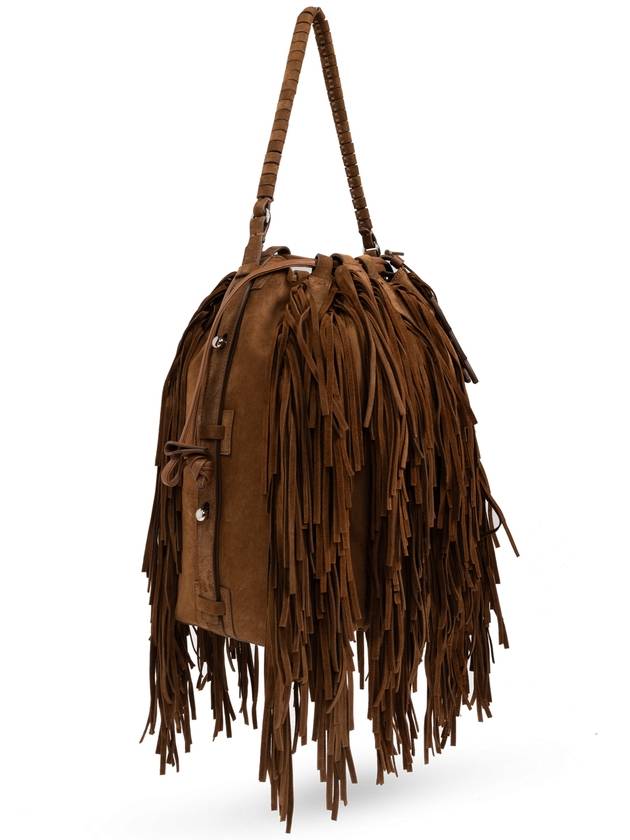 Casadei Suede Bucket Bag With Fringes, Women's, Brown - CASADEI - BALAAN 4