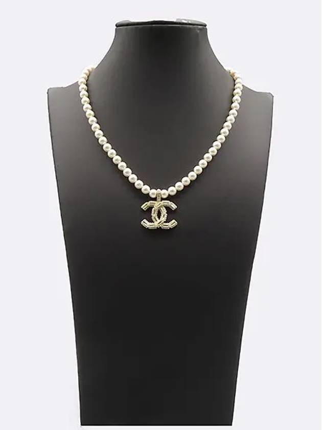 COCO logo crystal decoration custom pearl necklace - CHANEL - BALAAN 2