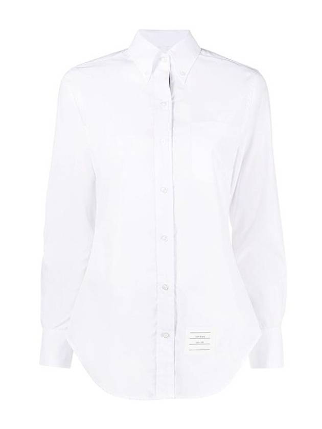 Logo Patch Cotton Shirt White - THOM BROWNE - BALAAN 2