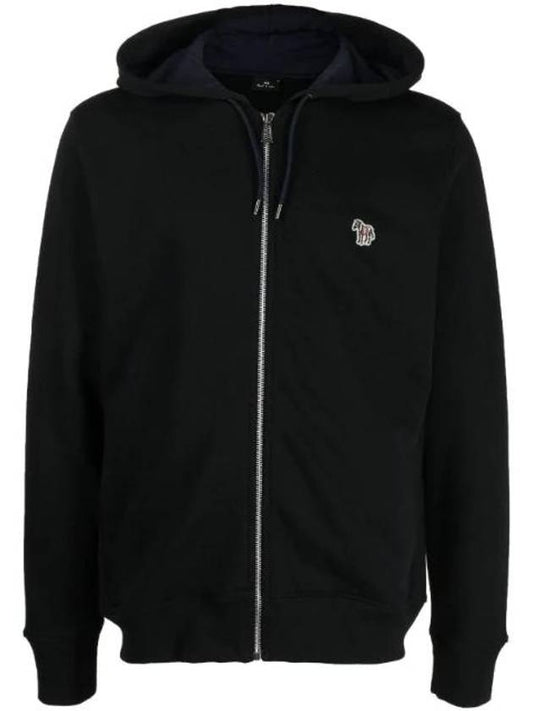 Zebra Logo Cotton Zip Up Hoodie Black - PAUL SMITH - BALAAN 1