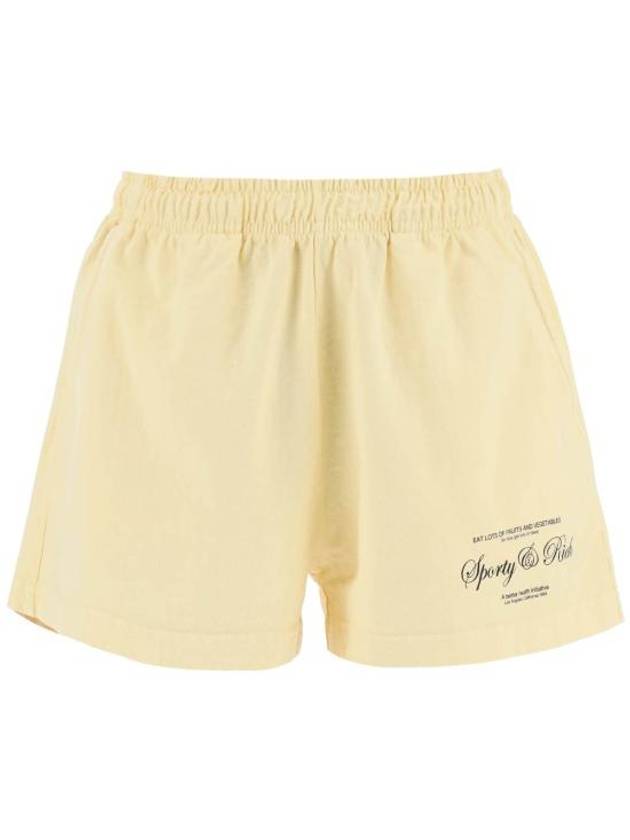 Script Logo Cotton Shorts Light Yellow - SPORTY & RICH - BALAAN 2