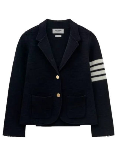 Women's Fine Merino Wool Link Jacket Navy - THOM BROWNE - BALAAN 2