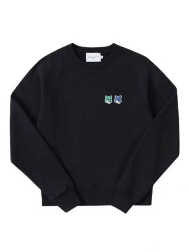 Double Head Fox Patch Sweatshirt Black - MAISON KITSUNE - BALAAN 2