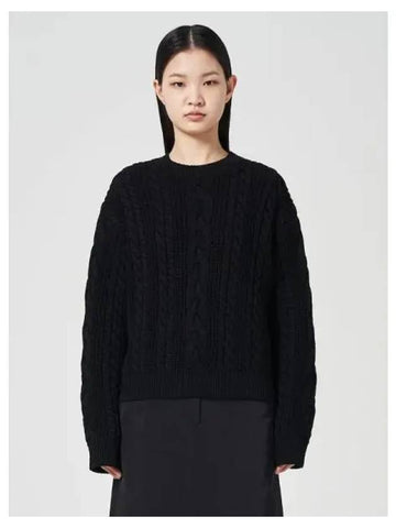 Back slit cable knit pullover black domestic product GM0023112442171 - JUUN.J - BALAAN 1