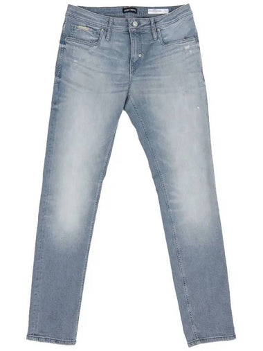 Light blue washed spandex slim fit men's jeans - IKALOOOK - BALAAN 1