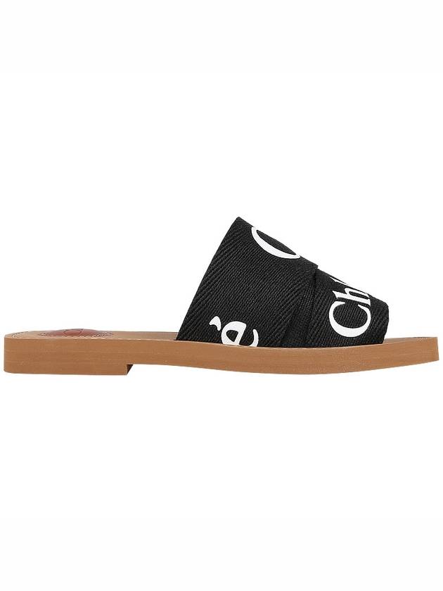 Woody Logo Flat Mule Slippers Black - CHLOE - BALAAN 5