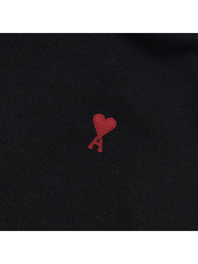 Men's Heart Logo Wool Turtleneck Black - AMI - BALAAN 7