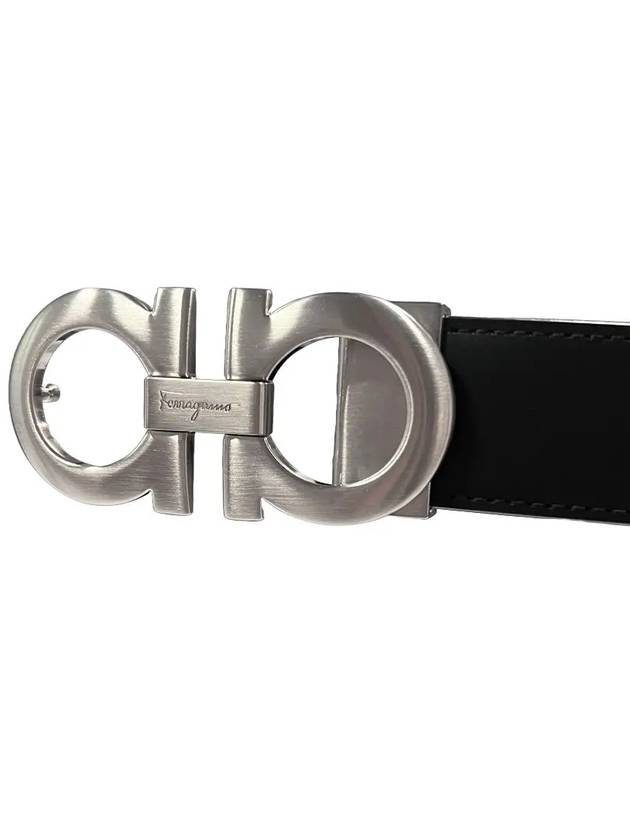 Gancini Reversible Adjustable Leather Belt Black - SALVATORE FERRAGAMO - BALAAN 4