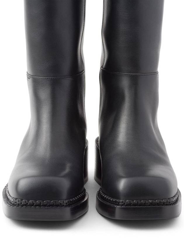 Logo leather long boots black - PRADA - BALAAN 6