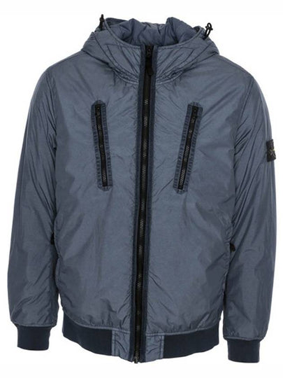 Garment Dyed Crinkle Reps Nylon Down Hooded Jacket Powder Blue - STONE ISLAND - BALAAN 2