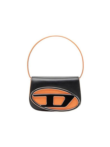 1DR Iconic Nappa Leather Shoulder Bag Black Orange - DIESEL - BALAAN 1