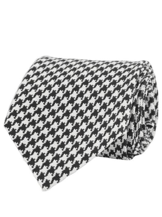 Men's Houndstooth Silk Tie White Black - TOM FORD - BALAAN 1