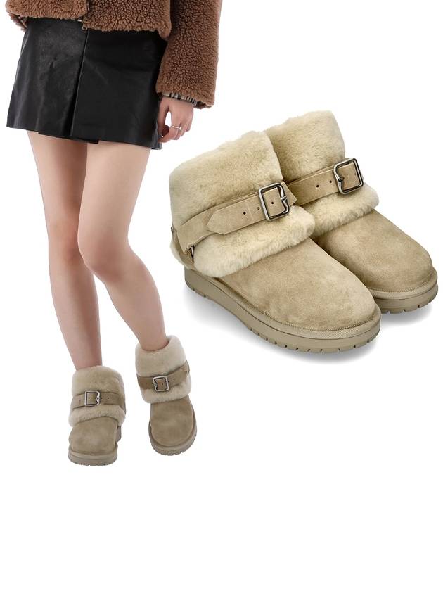 Suede Shearling Chubby Winter Boots Beige - BURBERRY - BALAAN 2