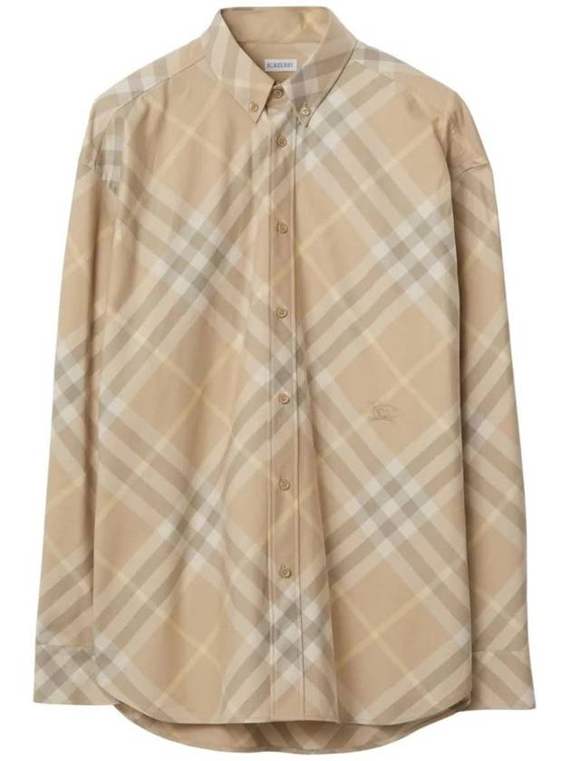 Check Cotton Long Sleeve Shirt Beige - BURBERRY - BALAAN 2