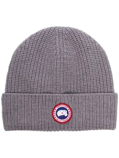 Logo Arctic Disc Rib Beanie Heather Grey - CANADA GOOSE - BALAAN 1