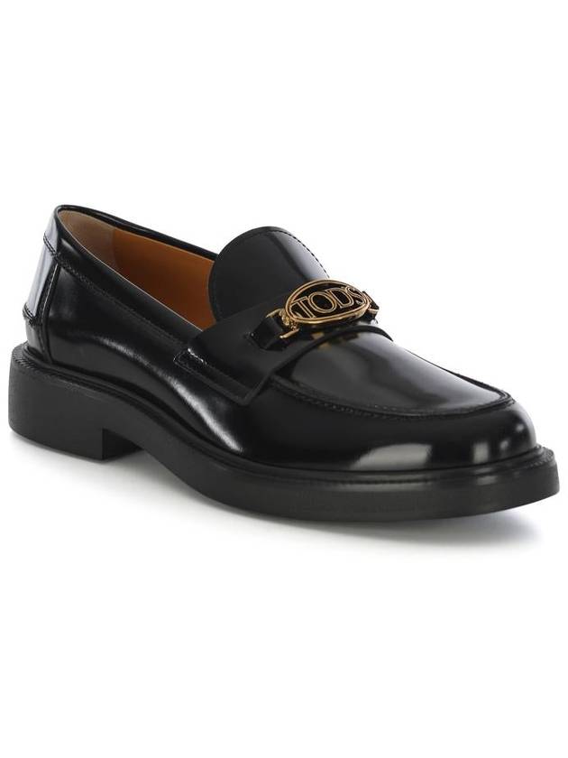 Metal Logo Leather Loafers Black - TOD'S - BALAAN 4