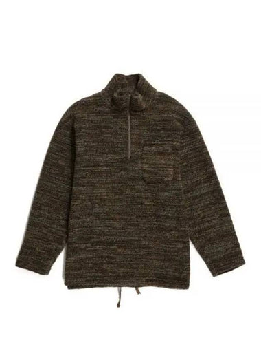 Zip Mock Neck A Brown Poly Wool Melange Knit 23F1B035 NQ106 PS006 up - ENGINEERED GARMENTS - BALAAN 1