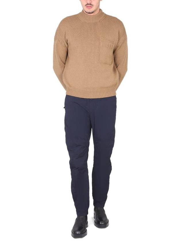 Men's Mock Neck Wool Knit Top Camel - TEN C - BALAAN 3