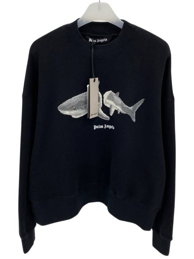 Shark Graphic Print Cotton Sweatshirt Black - PALM ANGELS - BALAAN 7