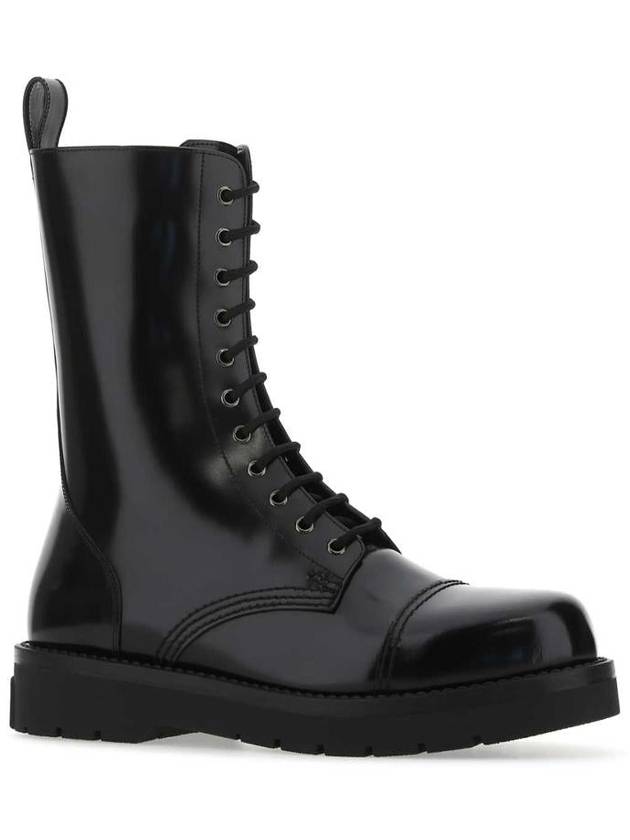 Camden Brushed Leather Worker Boots Black - VALENTINO - BALAAN 3