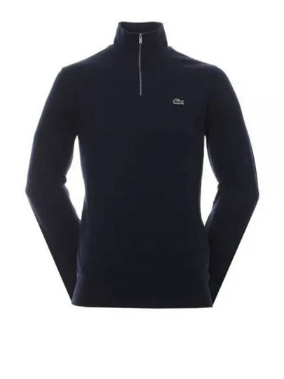 Logo Half Zip Up Cotton Sweatshirt Navy - LACOSTE - BALAAN 2