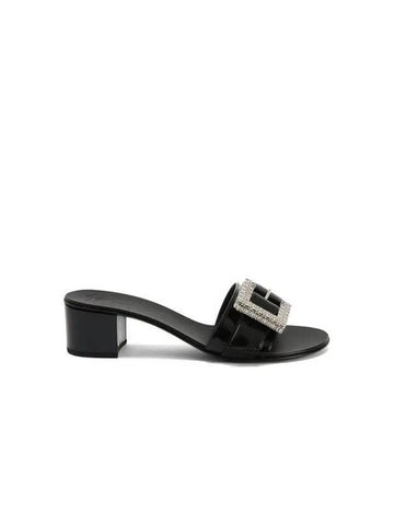 WOMEN AROLL Big Buckle Heel Sandals Black - GIUSEPPE ZANOTTI - BALAAN 1