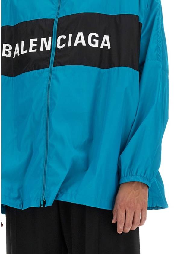 Logo Print Nylon Windbreaker Blue - BALENCIAGA - BALAAN 5