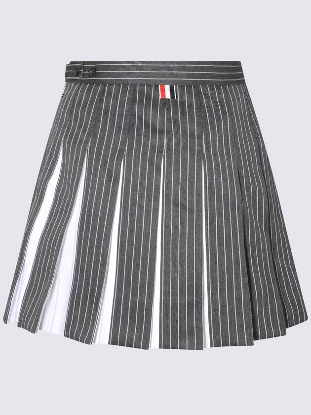 RWB Tab Wool Mini Mini Pleated Skirt Grey - THOM BROWNE - BALAAN 3