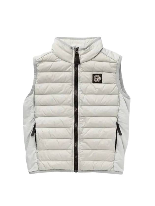 Kids Loom Woven Chambers R Nylon Down Vest Pearl Grey - STONE ISLAND - BALAAN 1