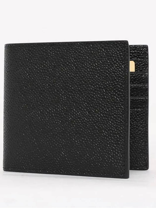 Pebble Grain Leather Half Wallet Black - THOM BROWNE - BALAAN 2