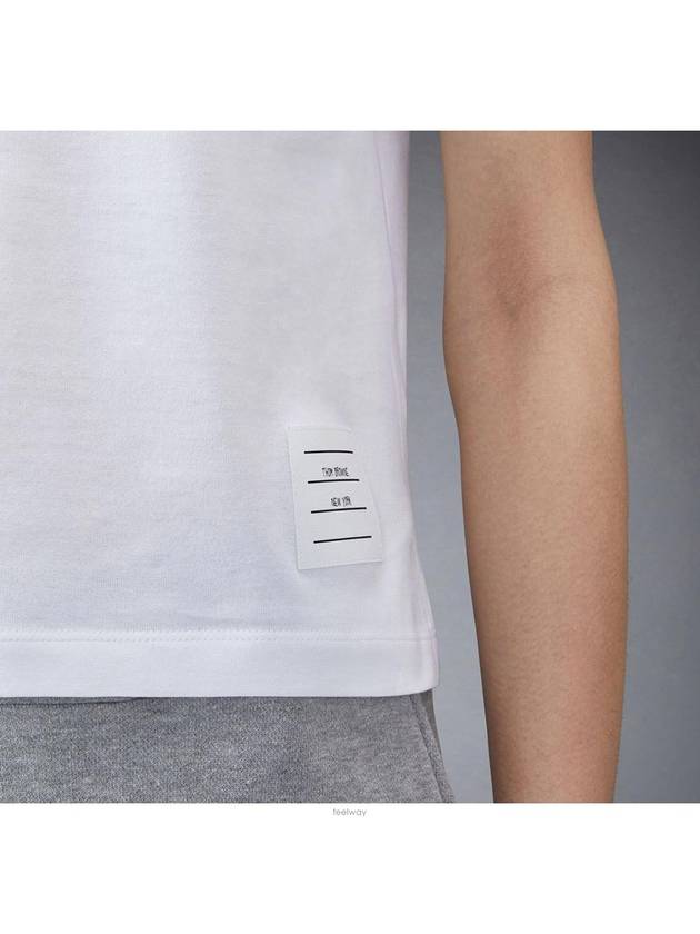 Logo Patch Lightweight Jersey Relaxed Fit Short Sleeve T-Shirt White - THOM BROWNE - BALAAN 6