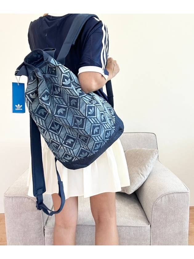 Monogram Denim Pouch Backpack Blue - ADIDAS - BALAAN 5