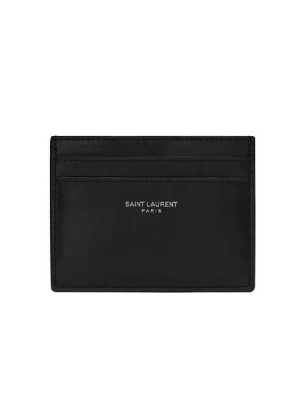 Smooth Leather Classic Logo Card Wallet Black - SAINT LAURENT - BALAAN 2