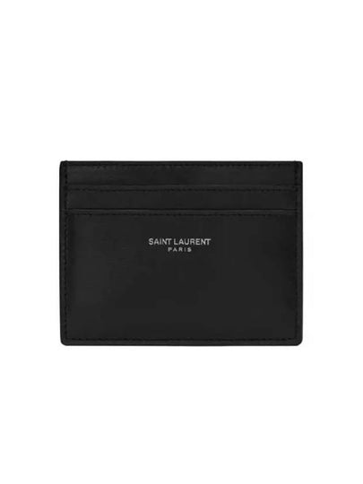 Smooth Leather Classic Logo Card Wallet Black - SAINT LAURENT - BALAAN 2