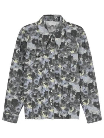 printed denim shirt brunella blue - GANNI - BALAAN 1